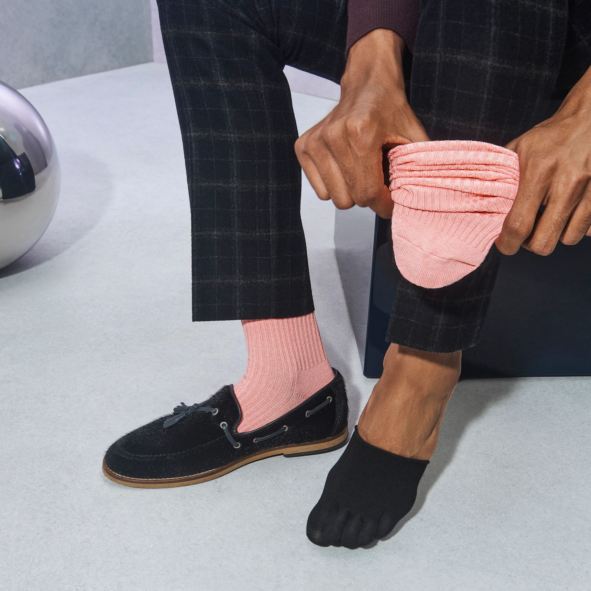 Green Tea Silk Toe  Cover Socks