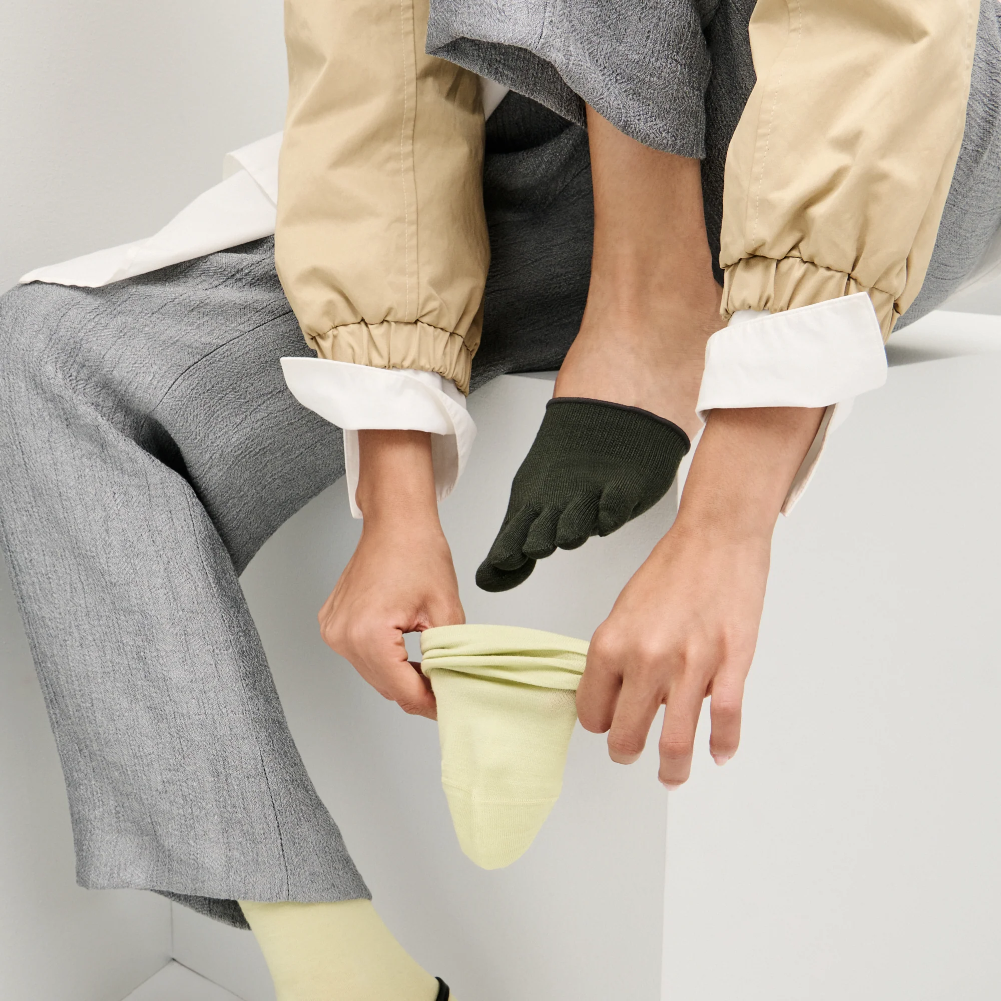 Green Tea Silk Toe  Cover Socks - Image 2