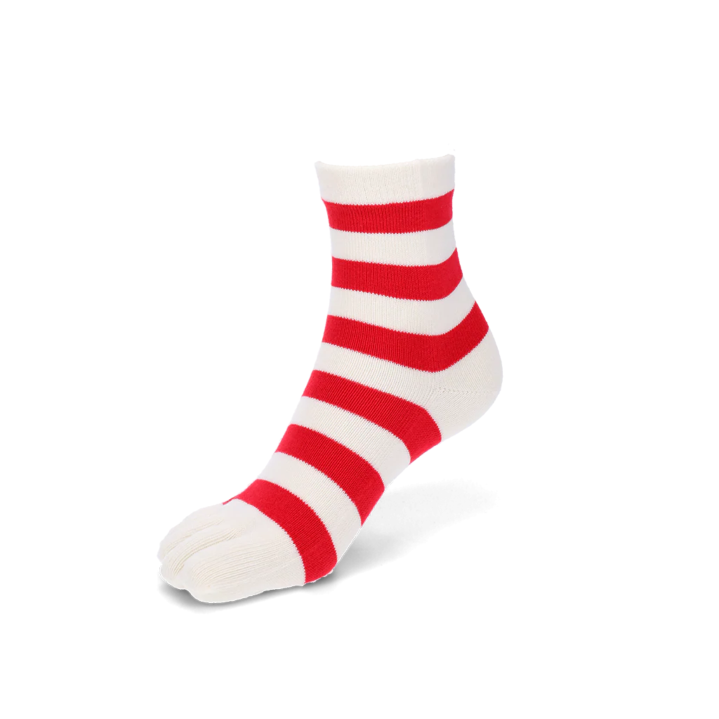 Bold Striped Cotton Toe  Quarter Socks - Image 4