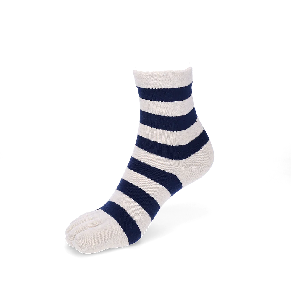 Bold Striped Cotton Toe  Quarter Socks - Image 5