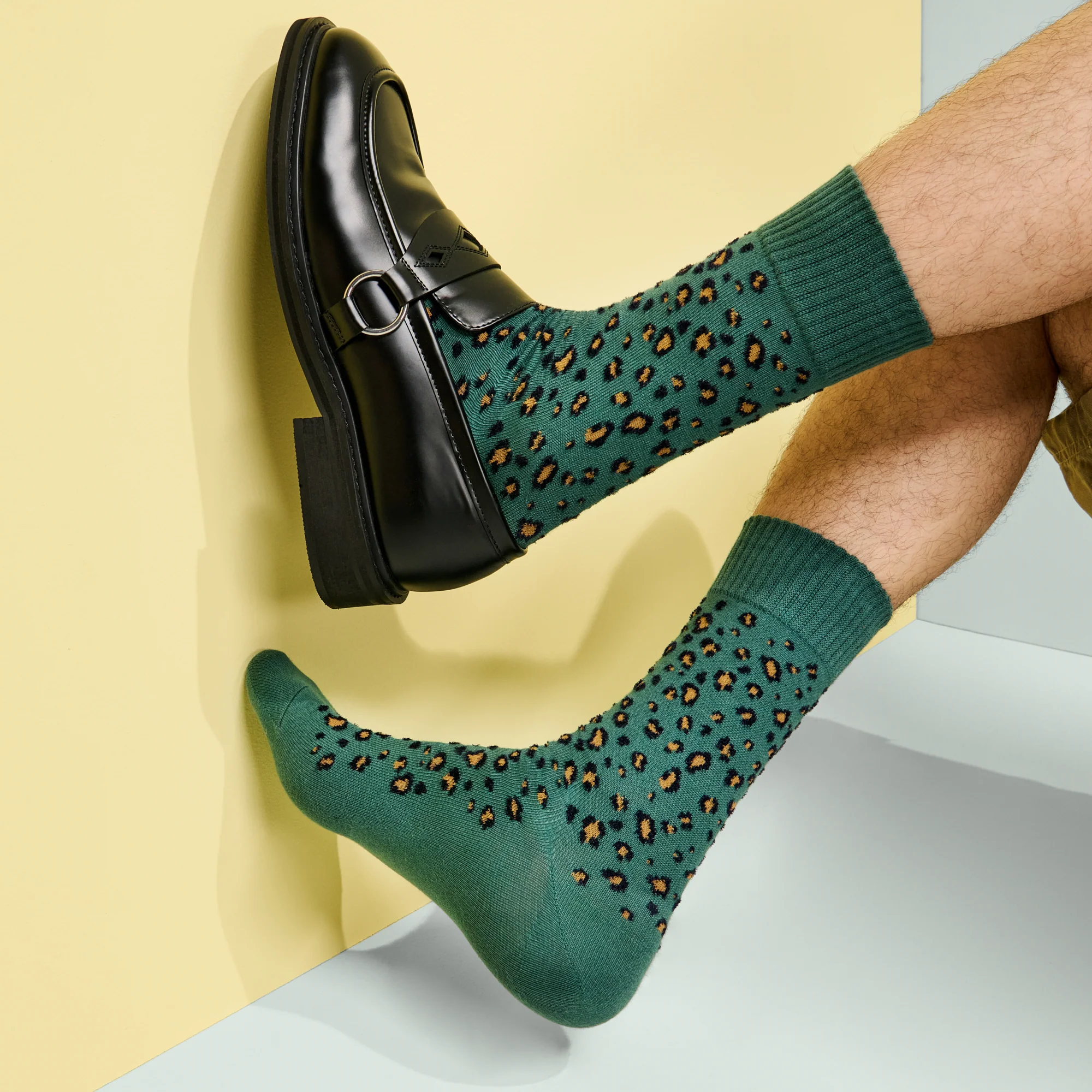 Chenille Cotton Leopard  Crew Socks