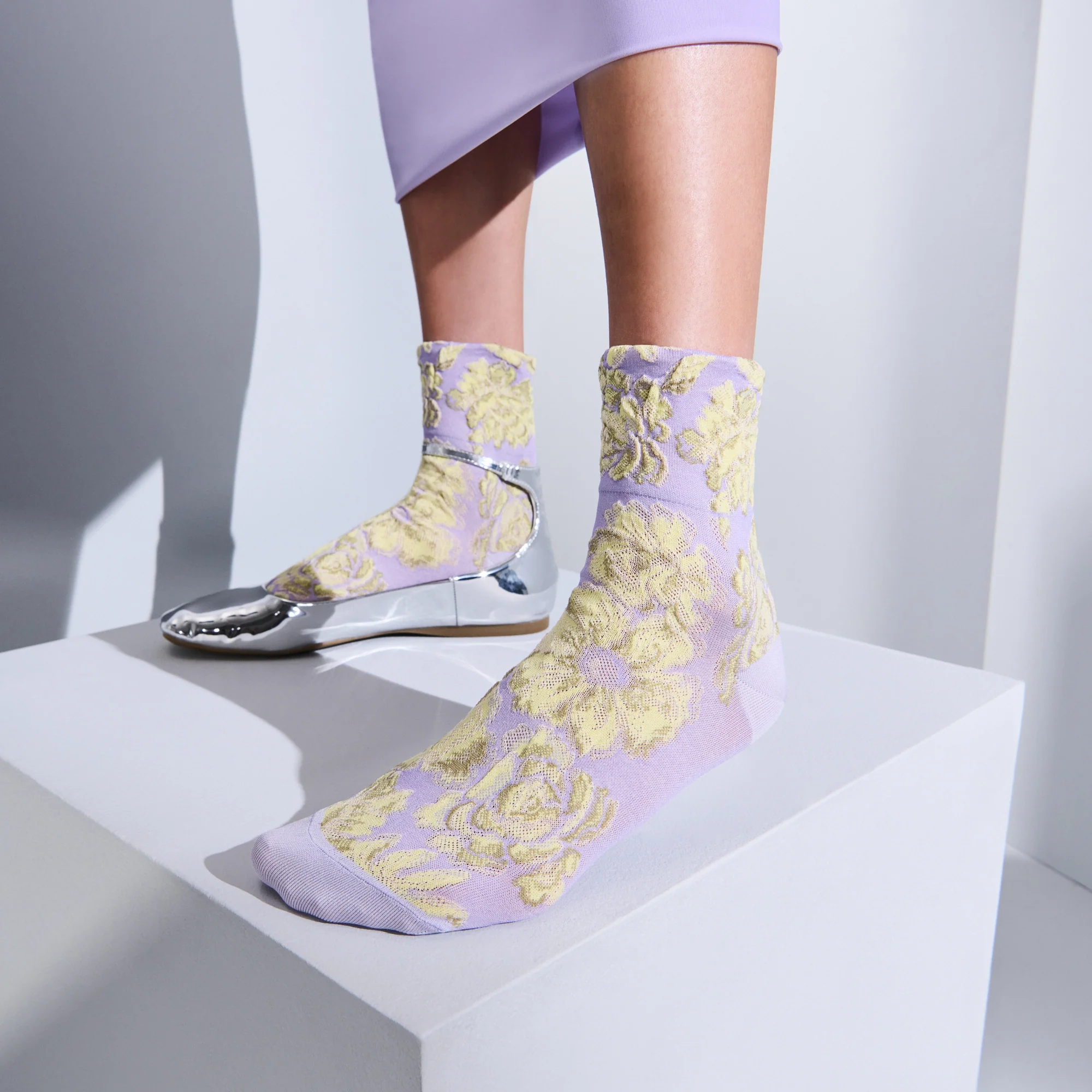 Float Fleur Silky Cotton  Crew Socks