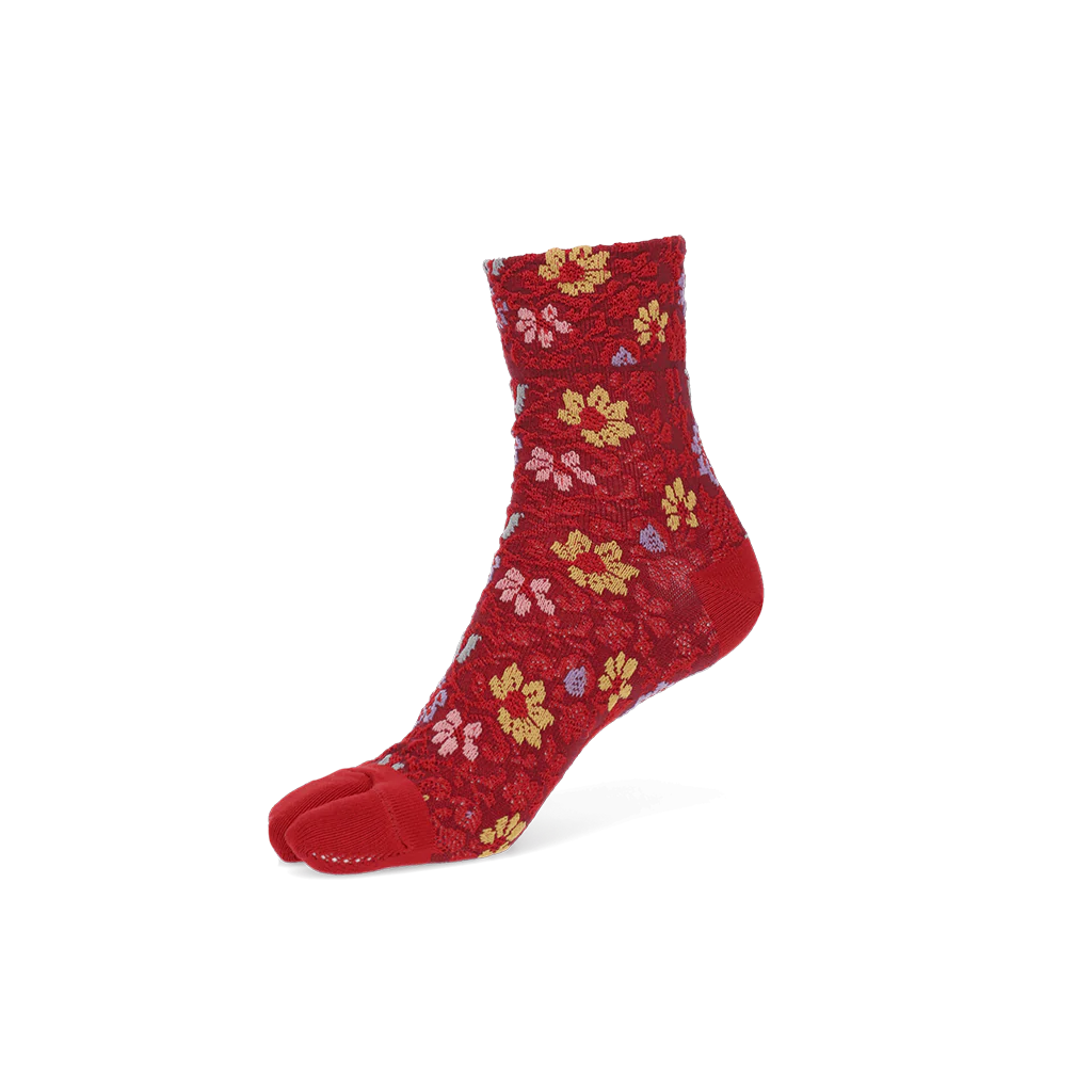 Float Flower Cotton Tabi  Crew Socks - Image 15