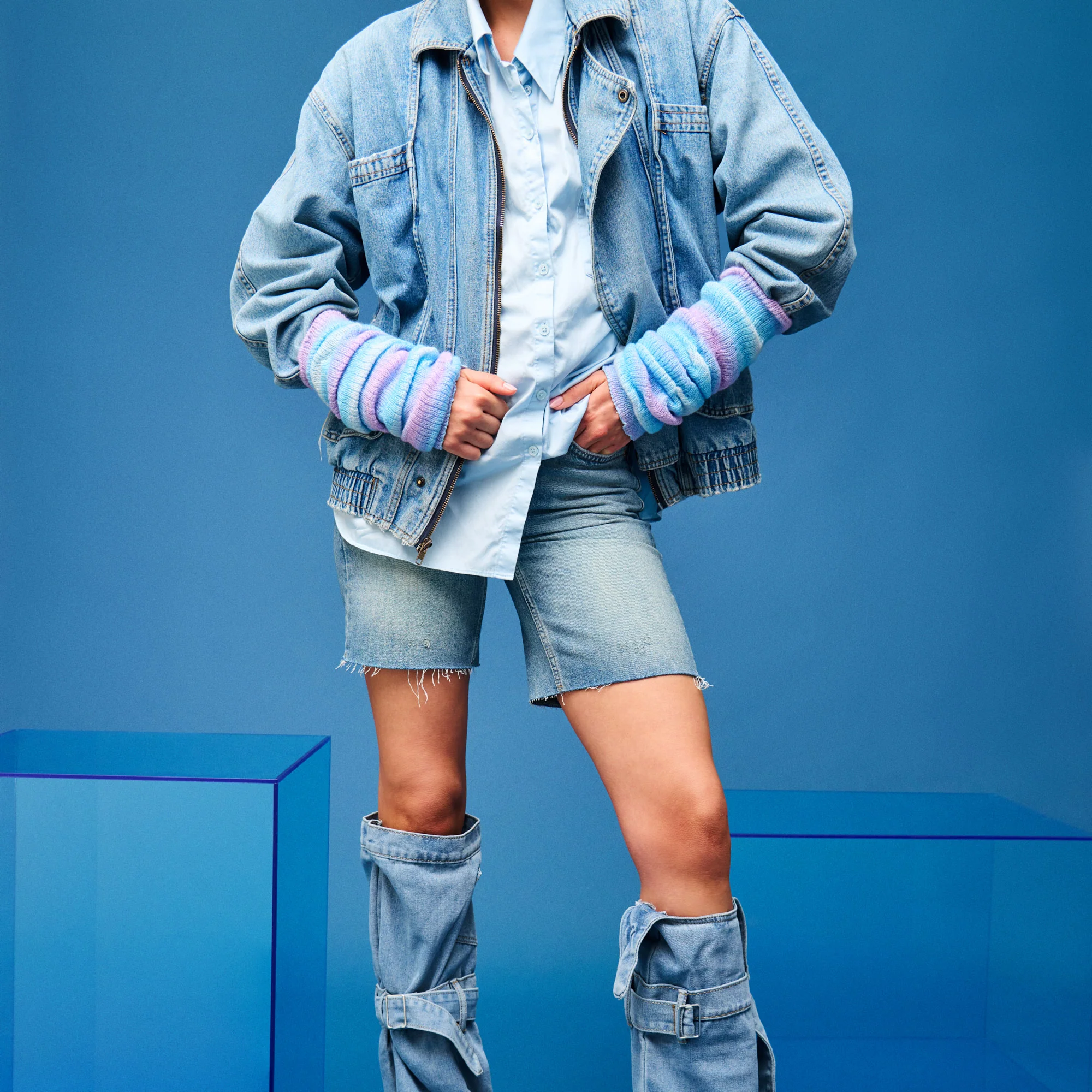 Fuzzy Ombre Stripe Merino  Leg Warmers - Image 4