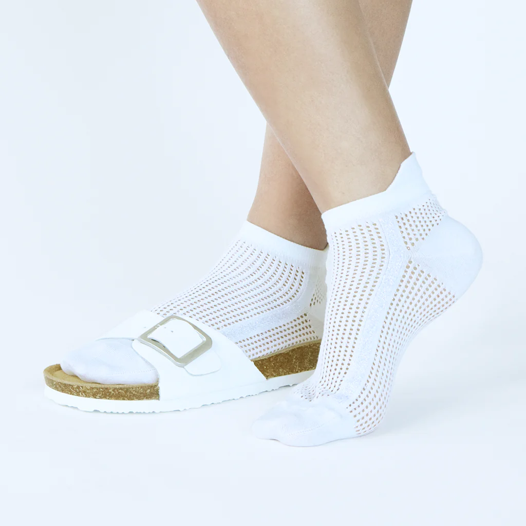 Glitter Line Cotton Mesh  Ankle Socks