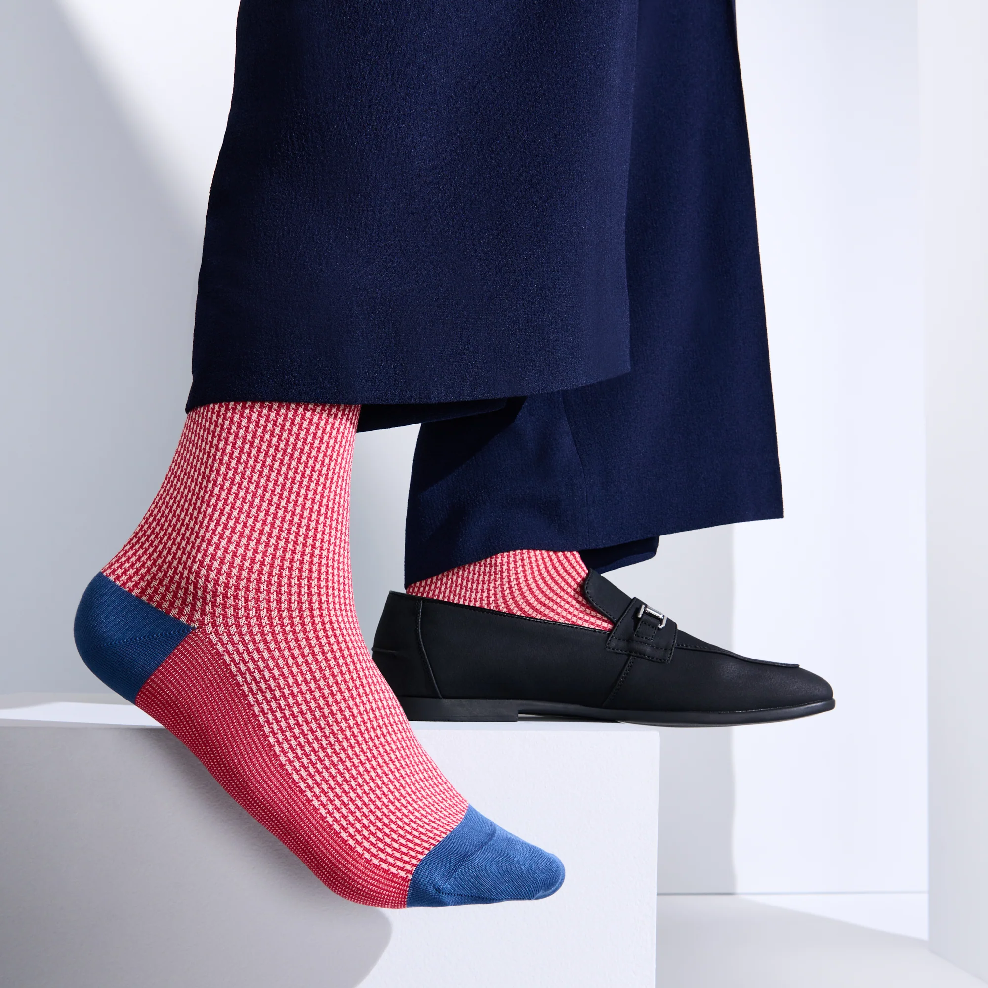 Houndstooth Silky Cotton  Crew Socks
