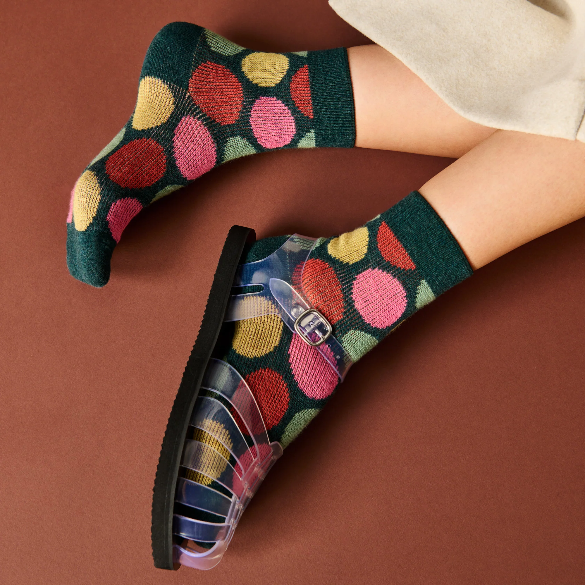 Jacquard Dot Merino  Quarter Socks