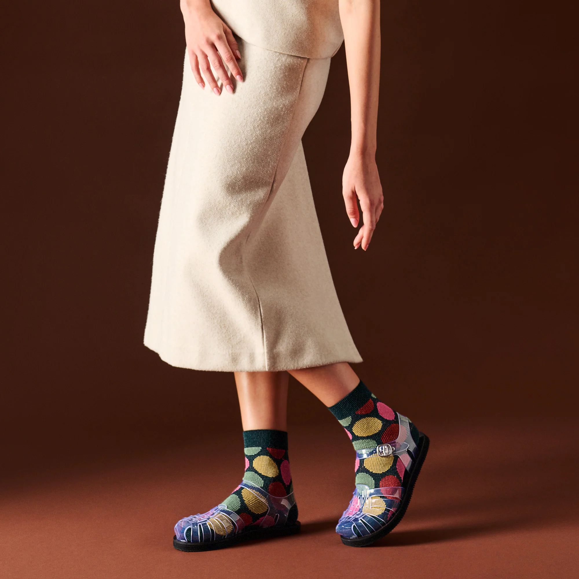 Jacquard Dot Merino  Quarter Socks - Image 2