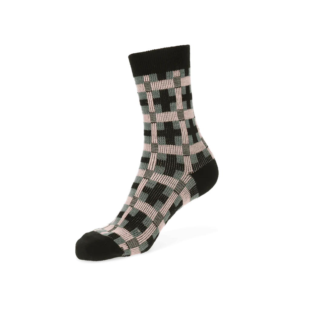 Jacquard Modern Plaid Merino  Crew Socks - Image 3