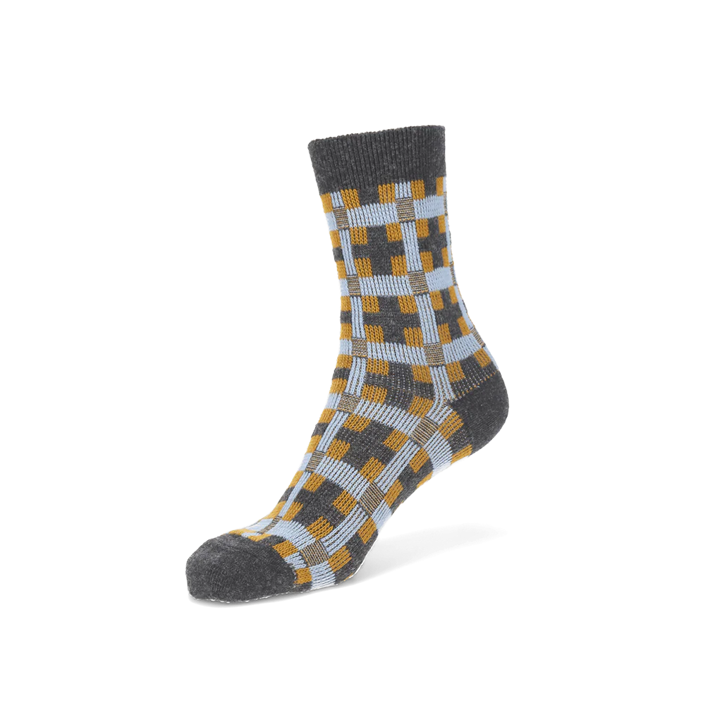 Jacquard Modern Plaid Merino  Crew Socks - Image 4