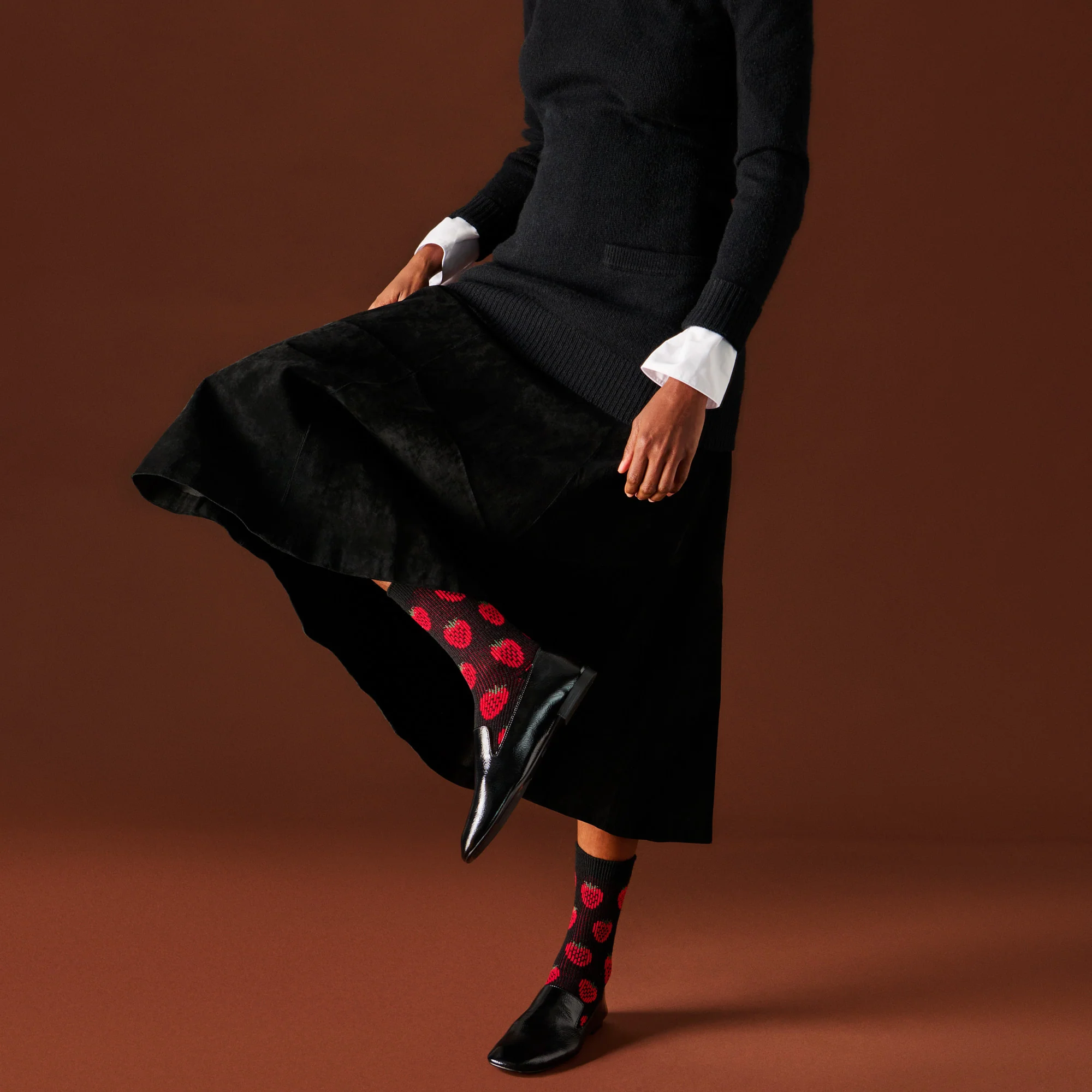 Jacquard Strawberry Merino  Crew Socks - Image 2