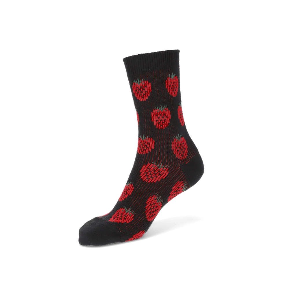 Jacquard Strawberry Merino  Crew Socks - Image 3