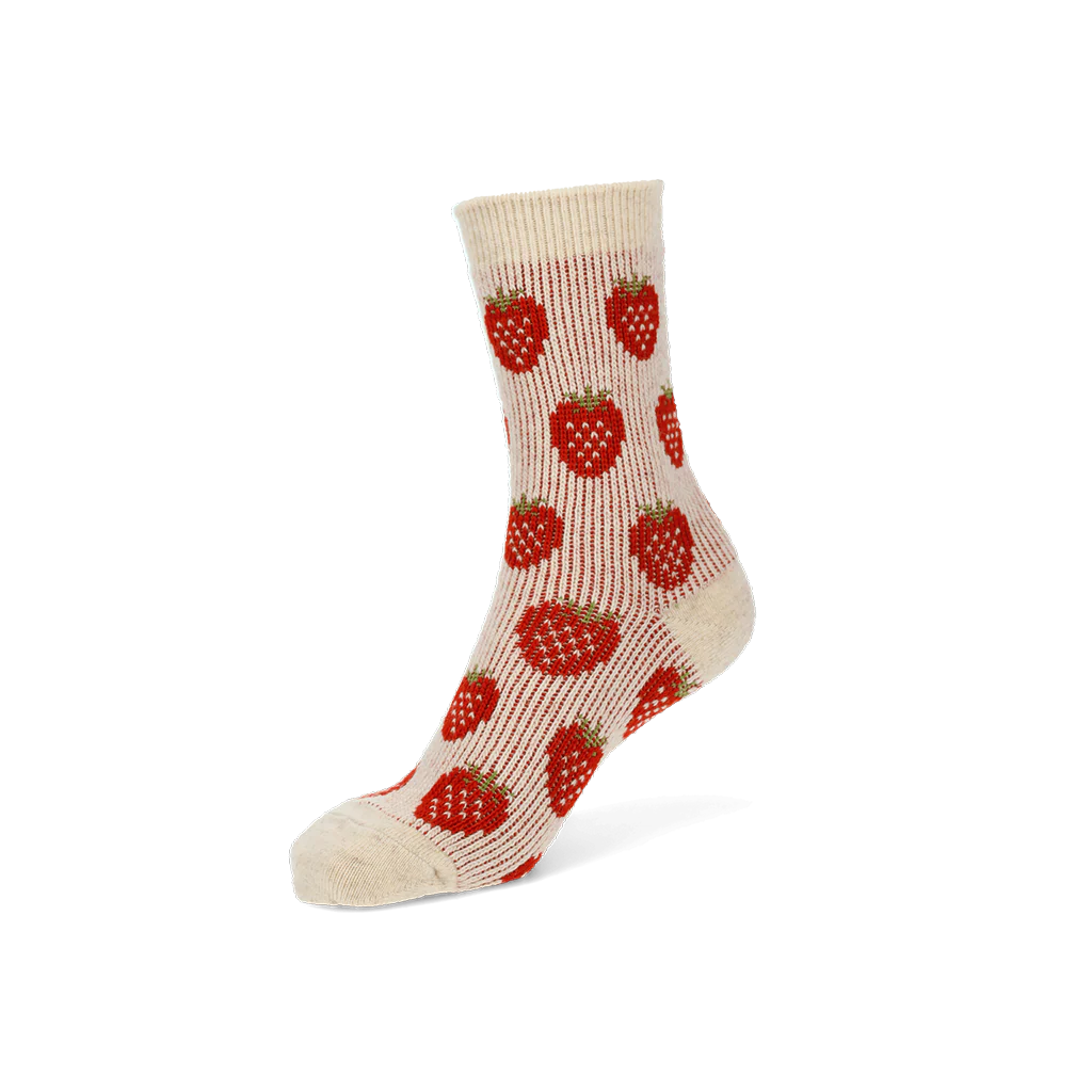 Jacquard Strawberry Merino  Crew Socks - Image 4