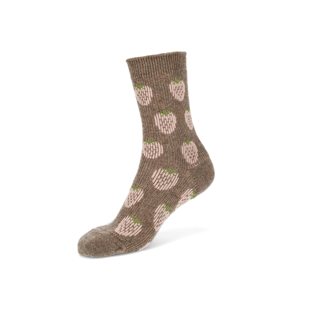 Jacquard Strawberry Merino  Crew Socks - Image 5