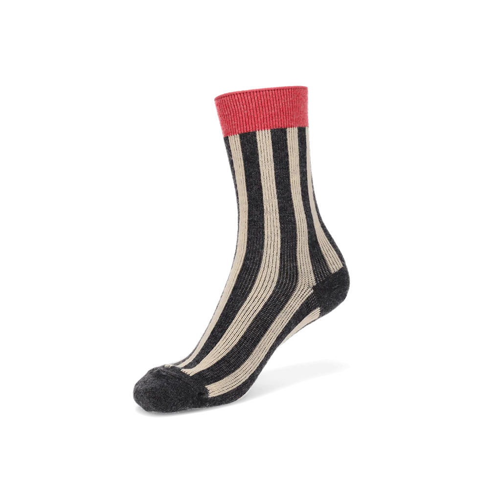 Jacquard Stripe Merino  Crew Socks - Image 3