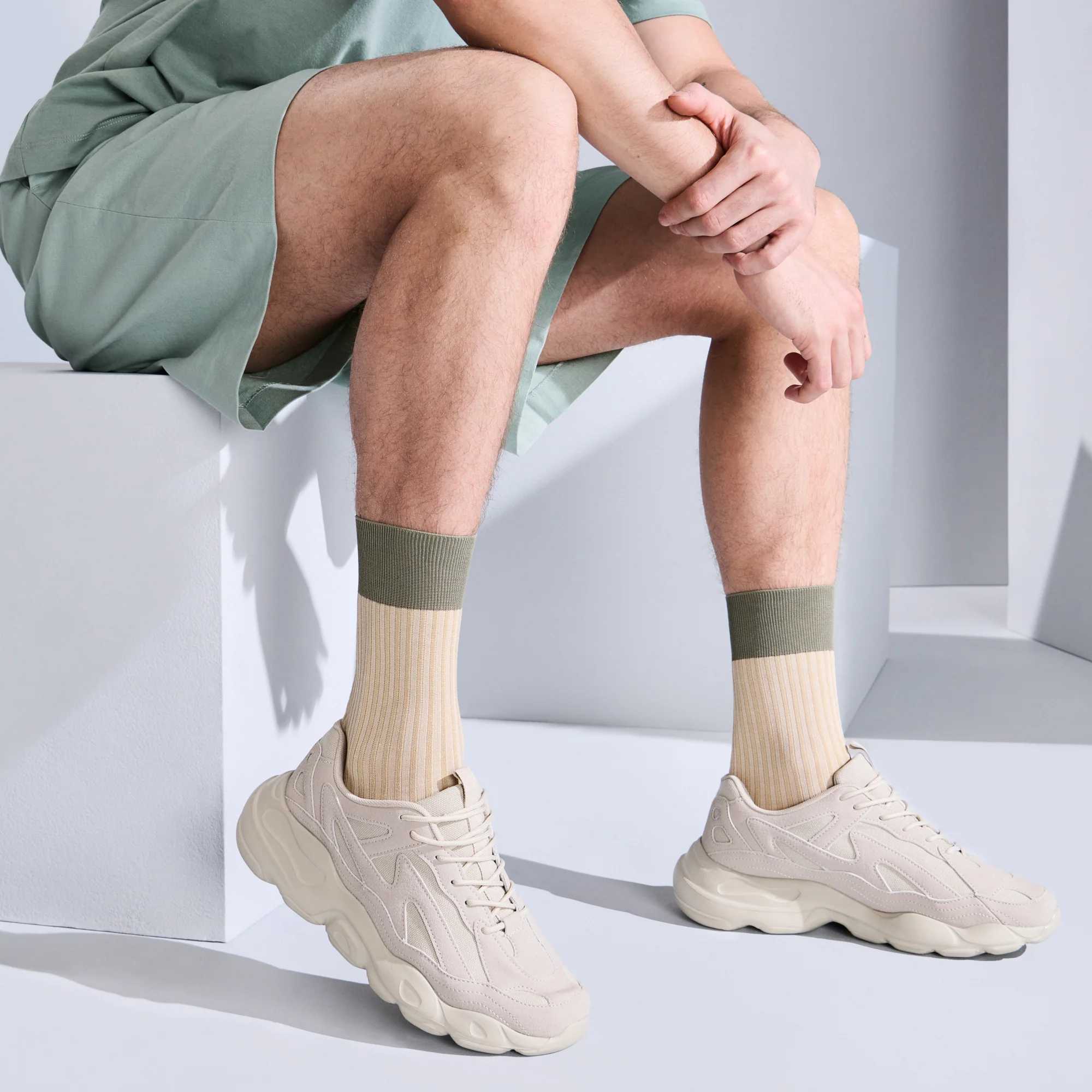 Striped Silky Cotton  Crew Socks - Image 2