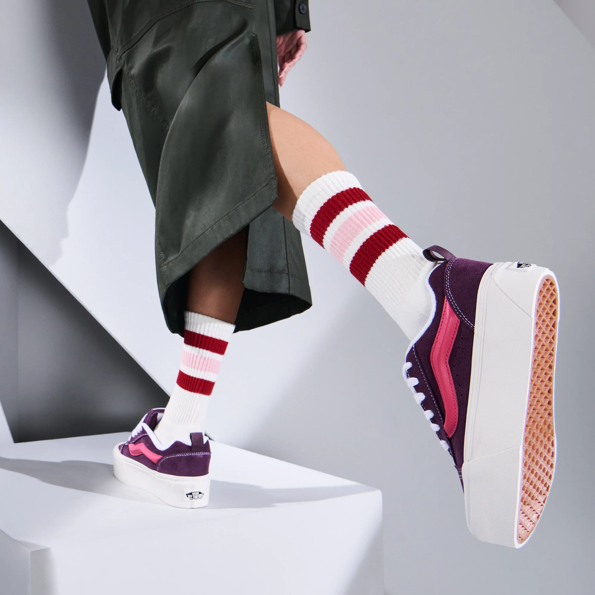 Sandwich-Stripes Cotton Pile  Crew Socks - Image 2