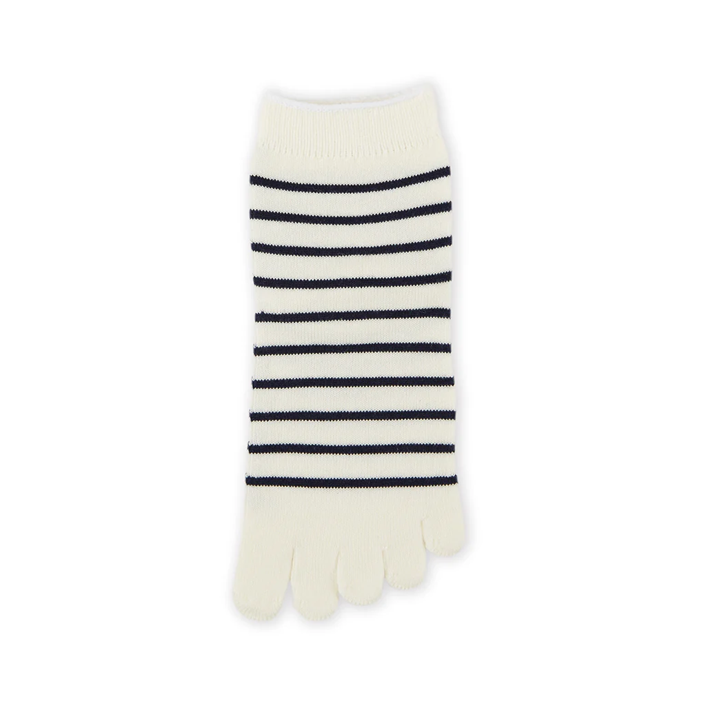Striped Cotton Toe  Quarter Socks - Image 3