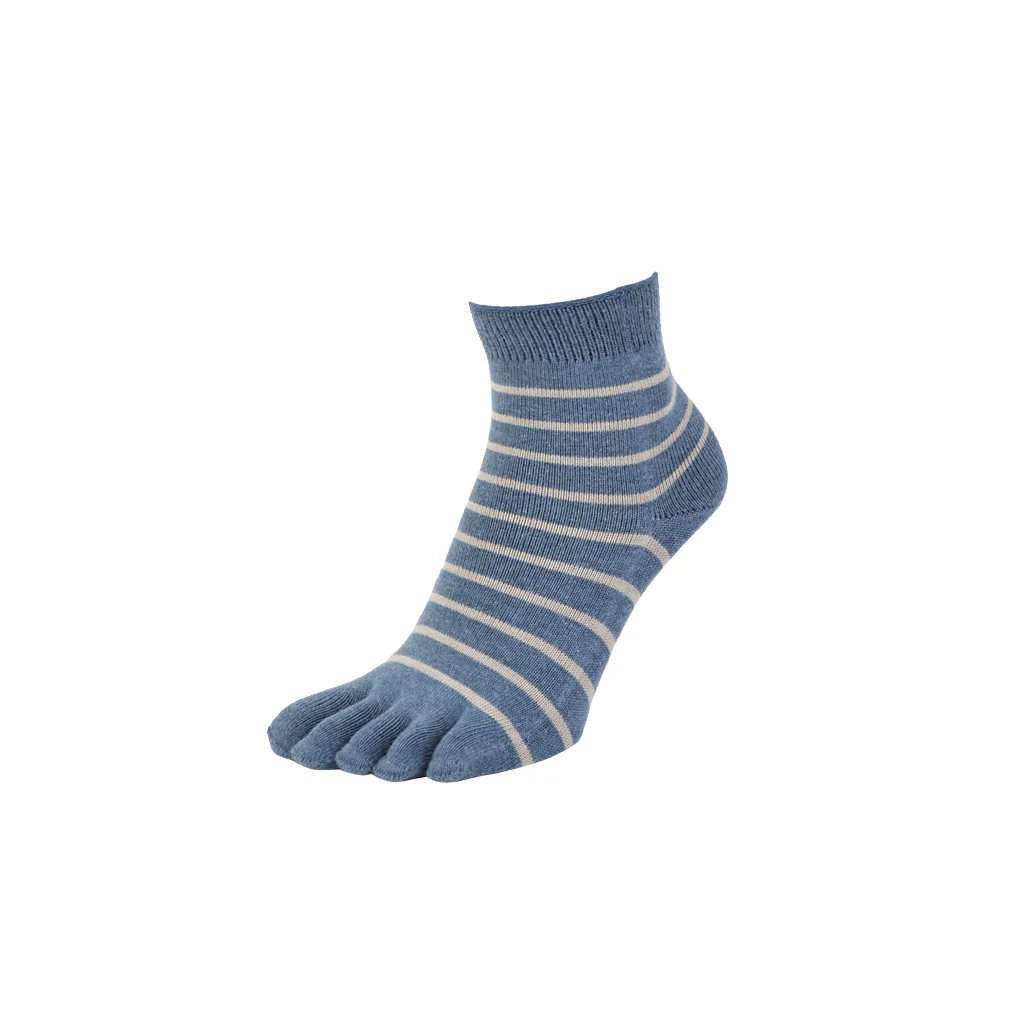 Striped Cotton Toe  Quarter Socks - Image 9