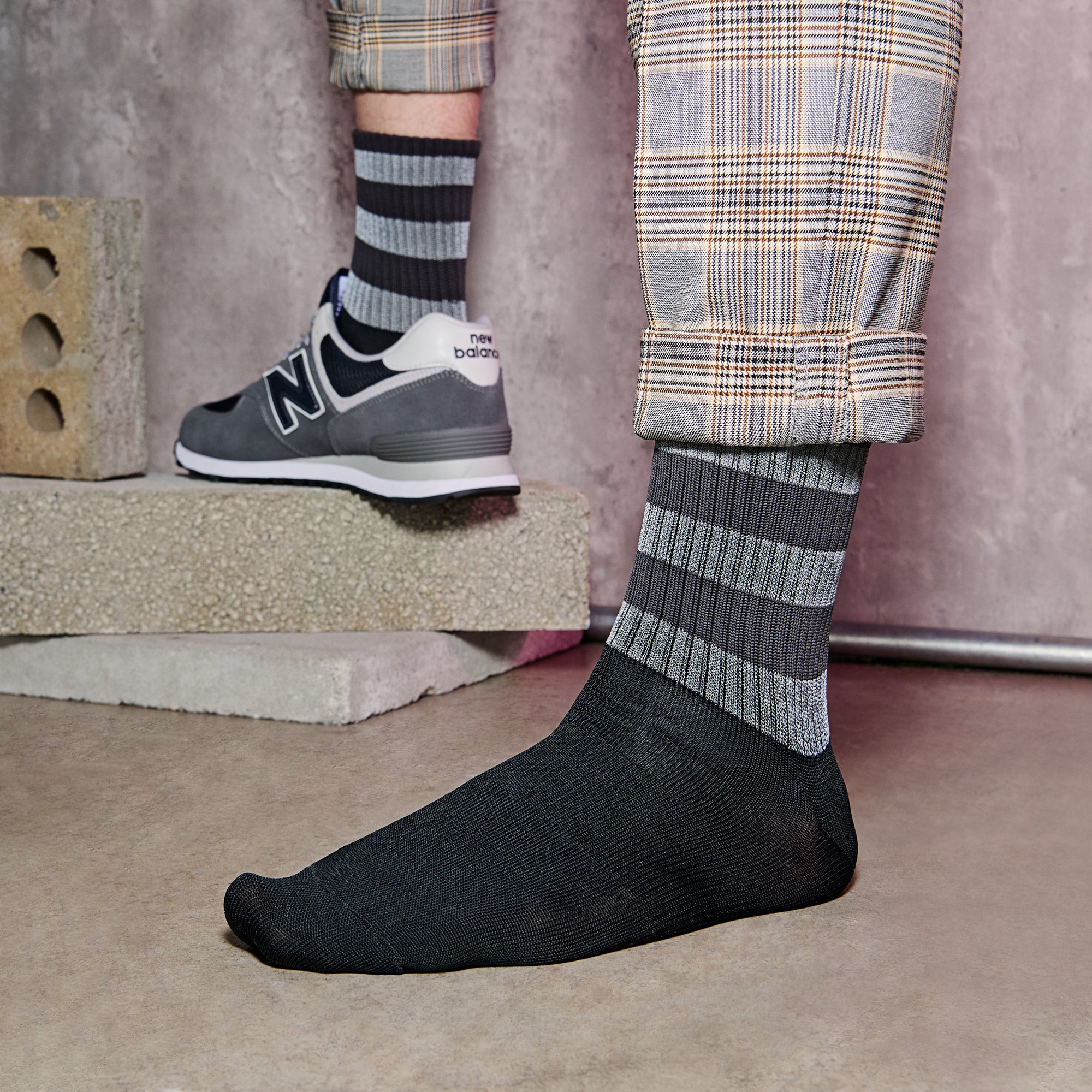 Striped Reflector  Crew Socks