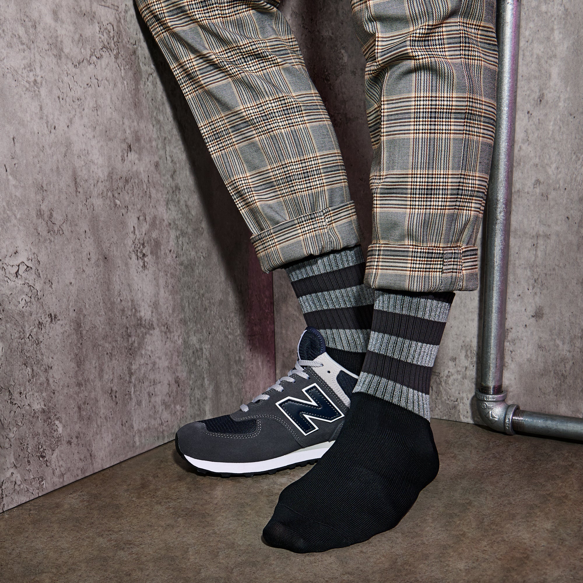 Striped Reflector  Crew Socks - Image 3