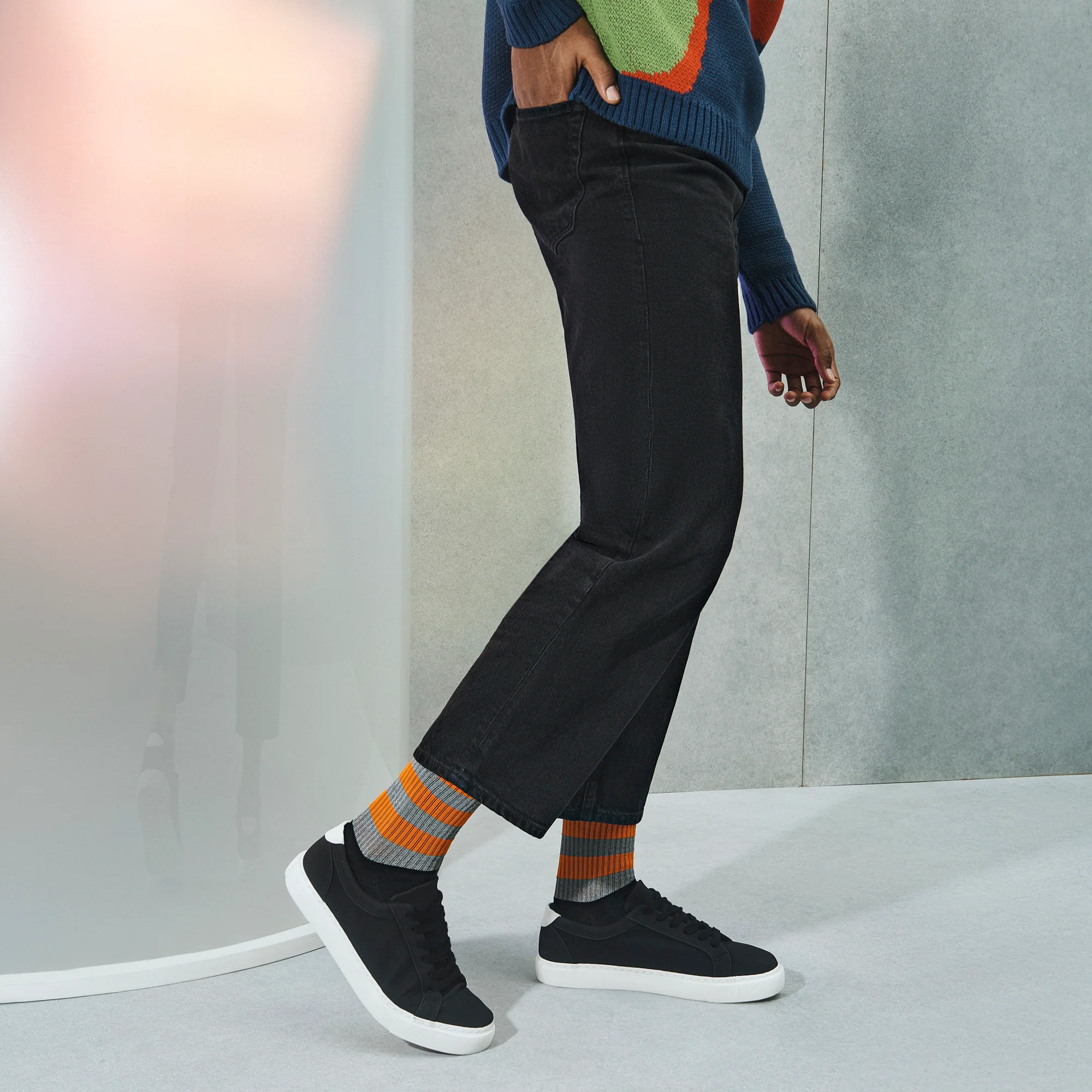 Striped Reflector  Crew Socks - Image 6