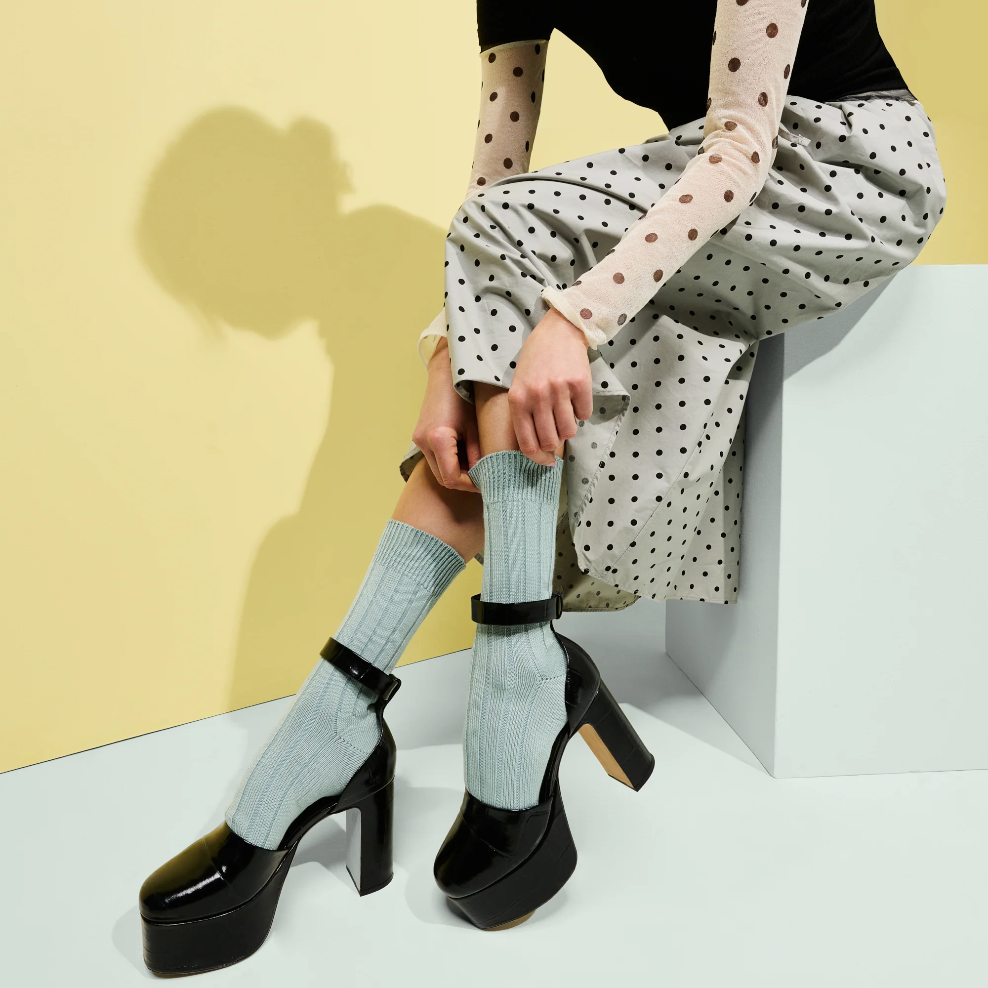 TABIO'S COTTON Wide-Ribbed Crew Socks - Image 2