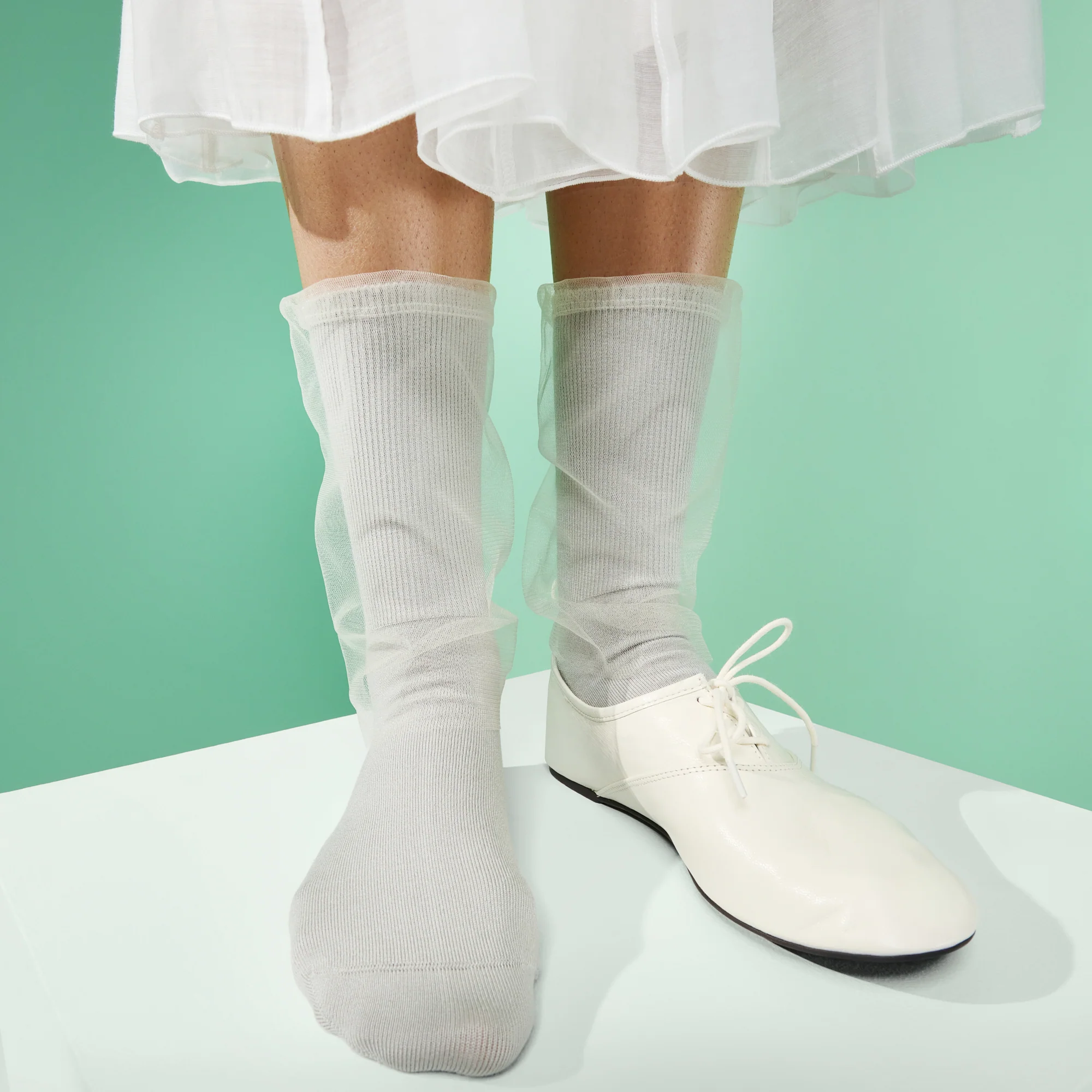 Tulle-Veiled Cotton  Crew Socks - Image 2