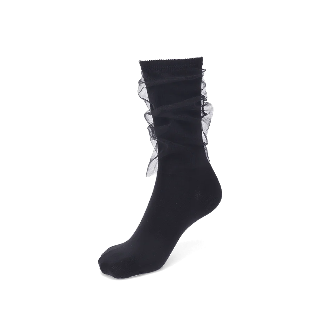 Tulle-Veiled Cotton  Crew Socks - Image 3