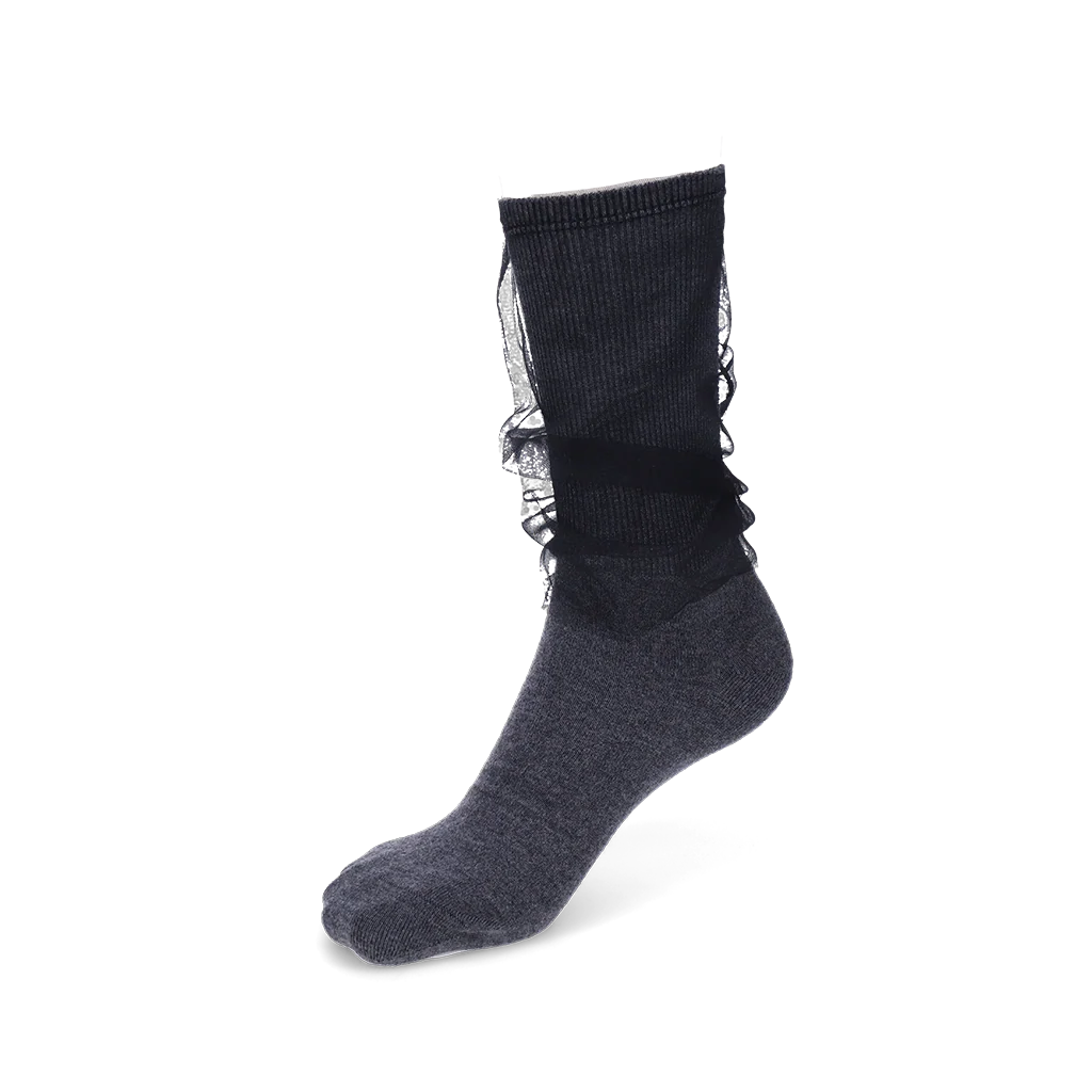 Tulle-Veiled Cotton  Crew Socks - Image 5