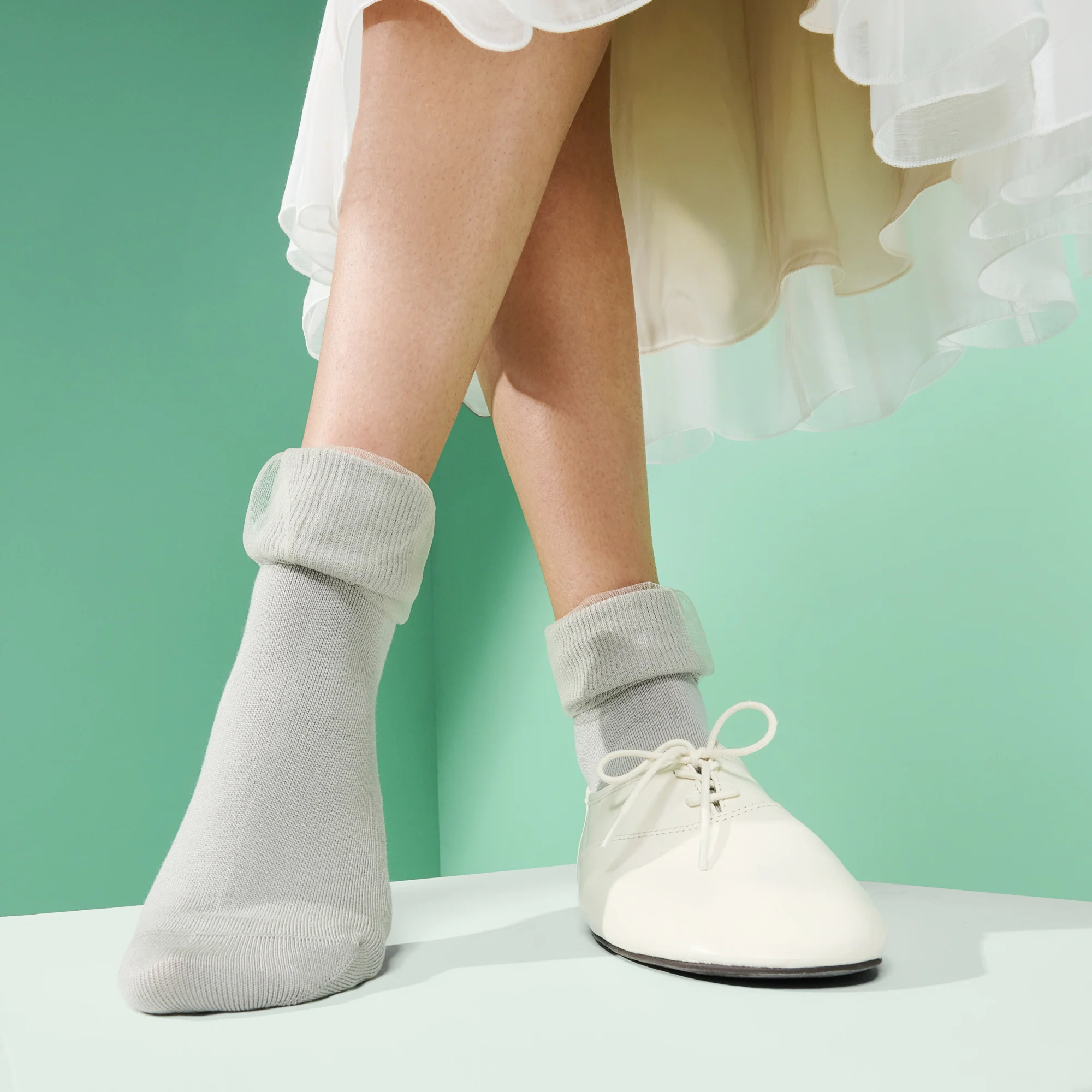Tulle-Veiled Cotton  Crew Socks - Image 7