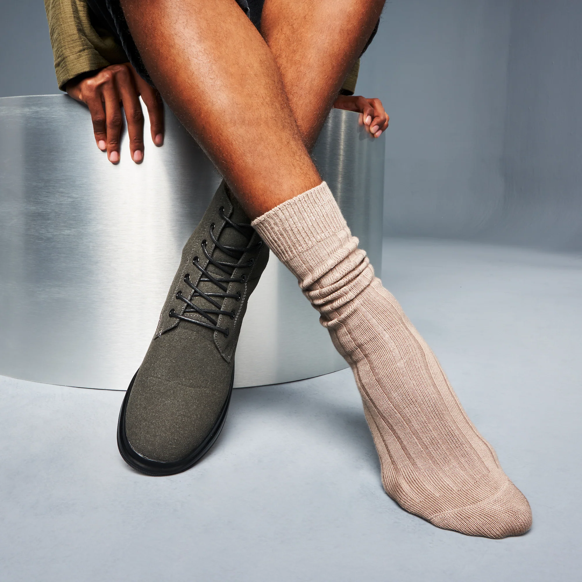 Wide-Ribbed Cotton  Crew Socks