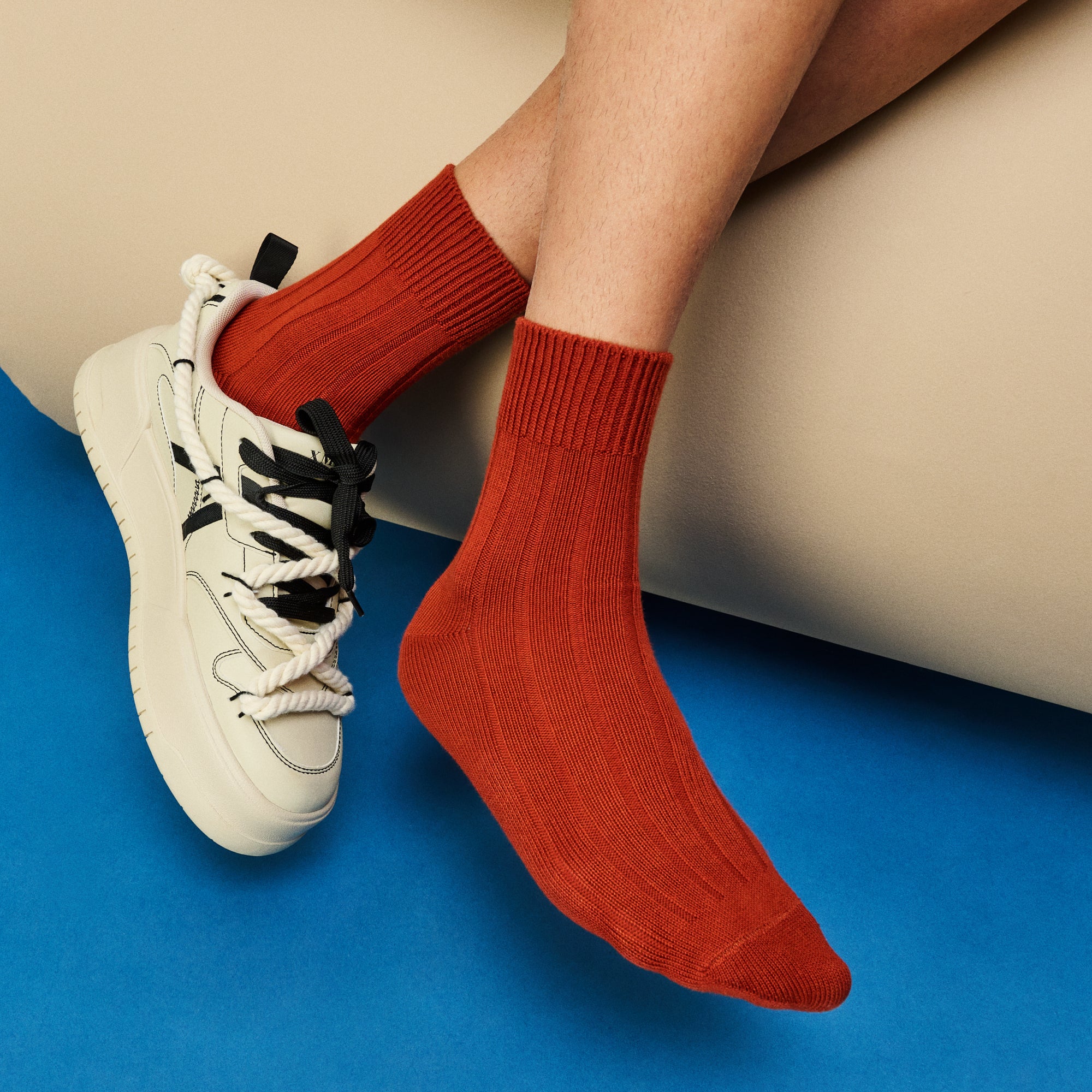 Wide-Ribbed Cotton  Quarter Socks